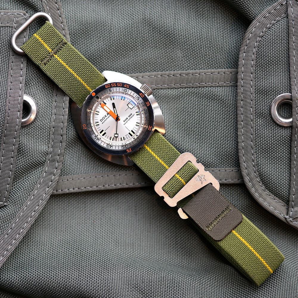 Grappleband SP 'Vintage' Green/Yellow [Spring Bar Compatible] – Hawkrigger